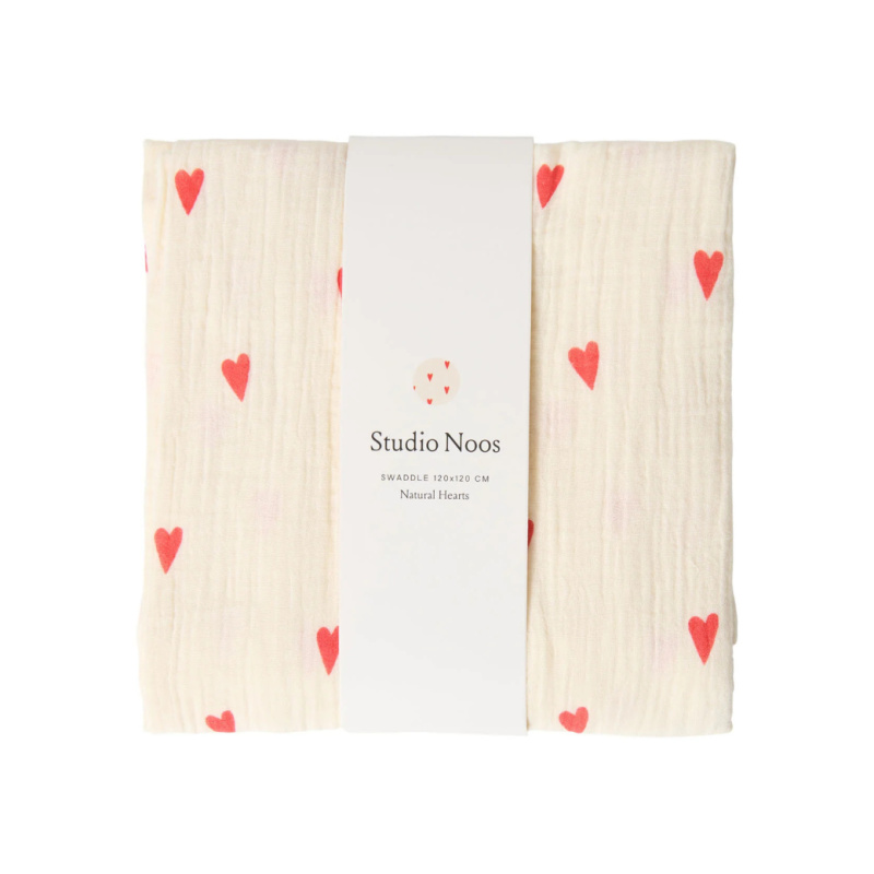 STUDIO NOOS Mušelínová plena Neutral hearts 120 x 120
