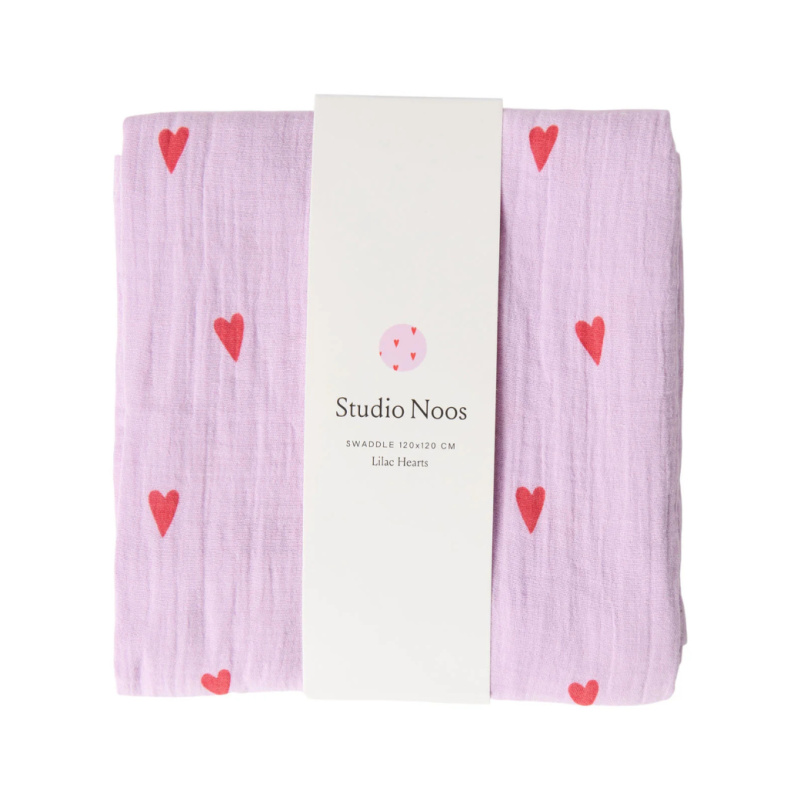 STUDIO NOOS Mušelínová plena Lilac hearts 120 x 120