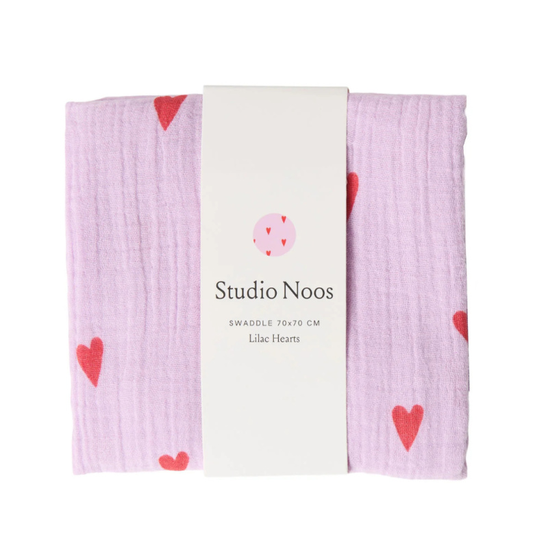 STUDIO NOOS Mušelínová plena Lilac hearts 70 x 70