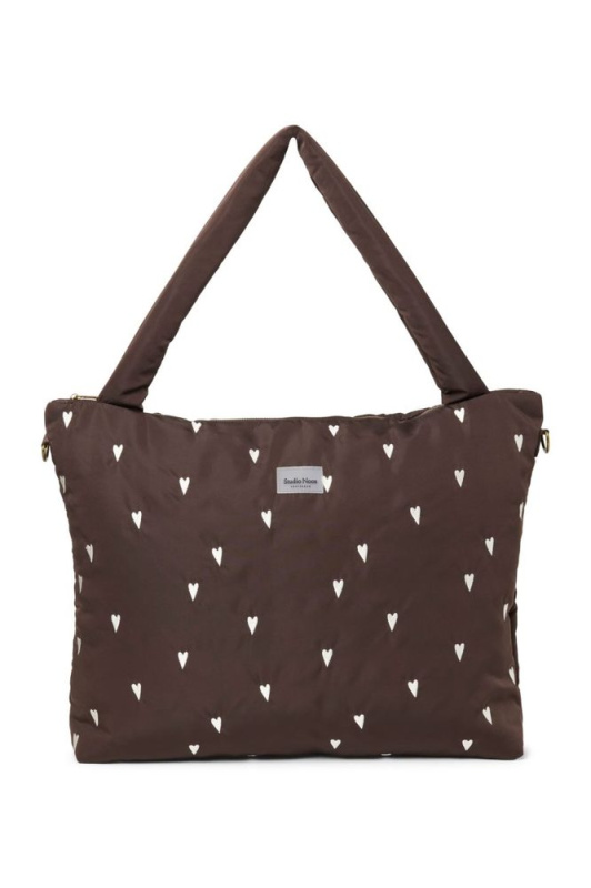 Studio Noos Puffy DIAPER BAG přebalovací taška Brown Hearts