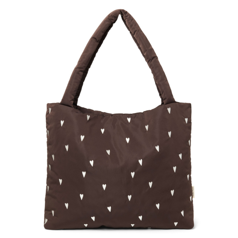 STUDIO NOOS Taška mom bag Puffy - Brown Hearts