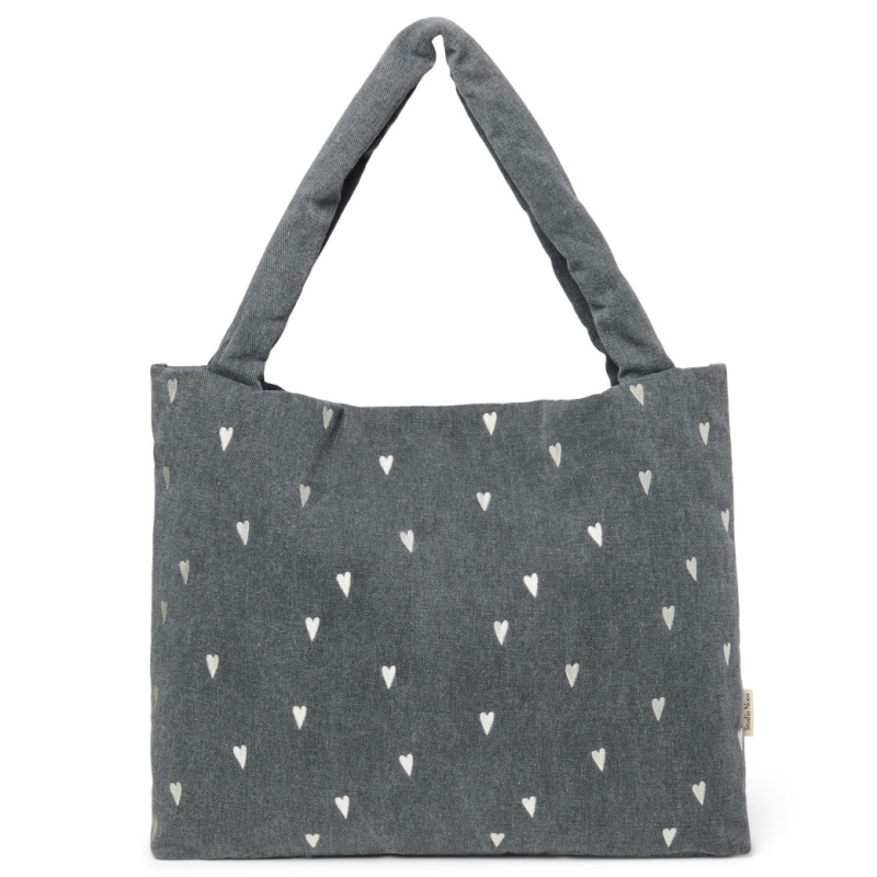 STUDIO NOOS Taška mom bag - Denim Grey Hearts