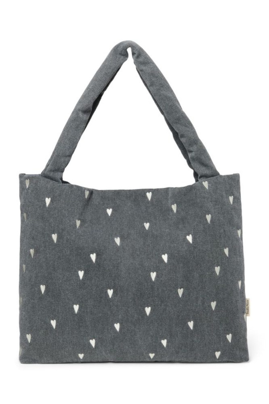 STUDIO NOOS Taška mom bag - Denim Grey Hearts