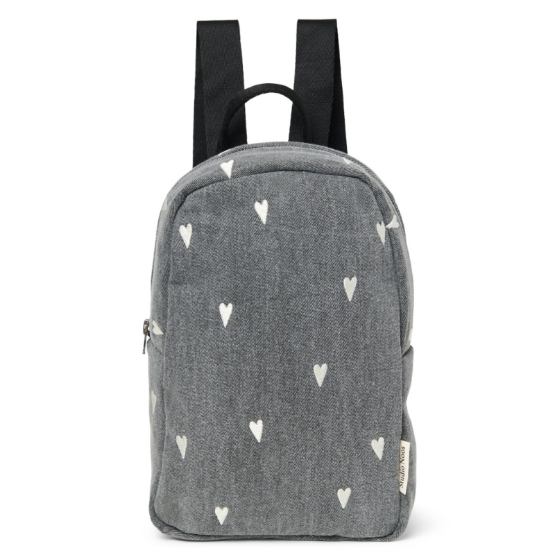 STUDIO NOOS Mini batoh - Denim Grey Hearts