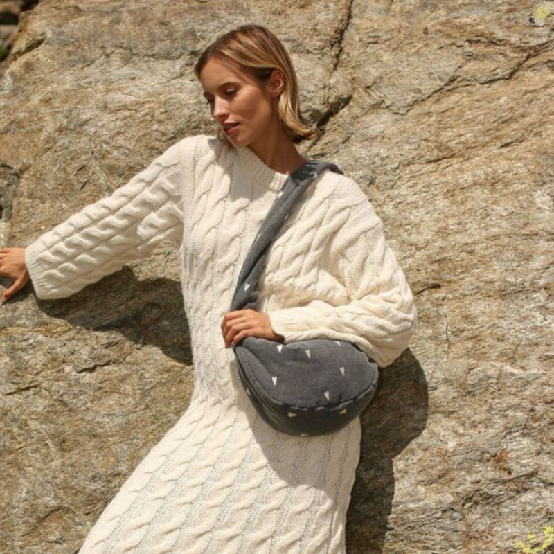 Studio Noos Denim Mini Cross Body Bag Grey Hearts