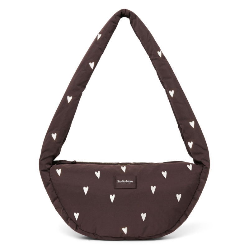 STUDIO NOOS Taška Cross body Puffy Mini -  Brown Hearts
