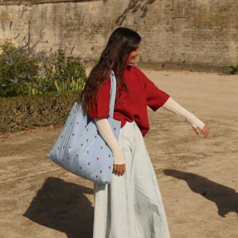 Studio Noos Puffy MOM BAG Light Blue Hearts