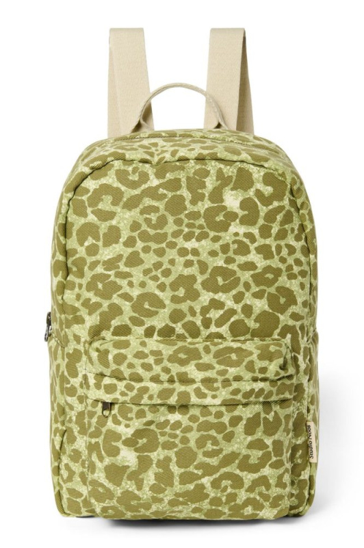 Studio Noos Cotton Midi BACKPACK batůžek s přední kapsou Green Leopard
