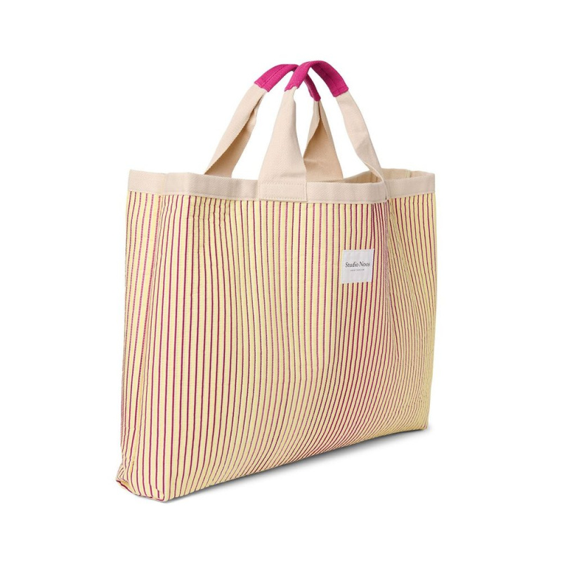 Studio Noos Poplin BEACH BAG plážová taška Butter Yellow Stripped
