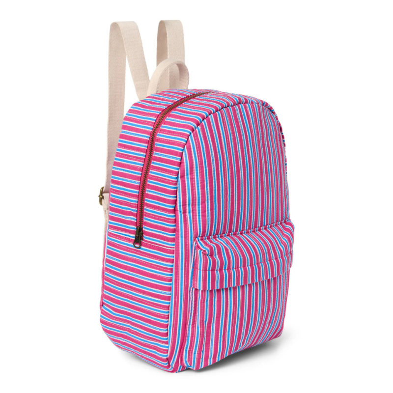 STUDIO NOOS Midi batoh Poplin -  Raspberry Stripped