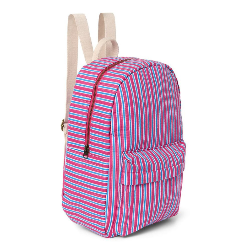 STUDIO NOOS Midi batoh Poplin -  Raspberry Stripped