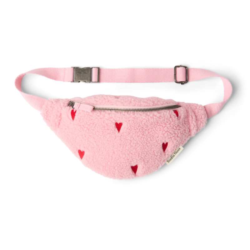 Studio Noos Teddy Hearts Mini FANNY pack - ledvinka | Light Pink Hearts