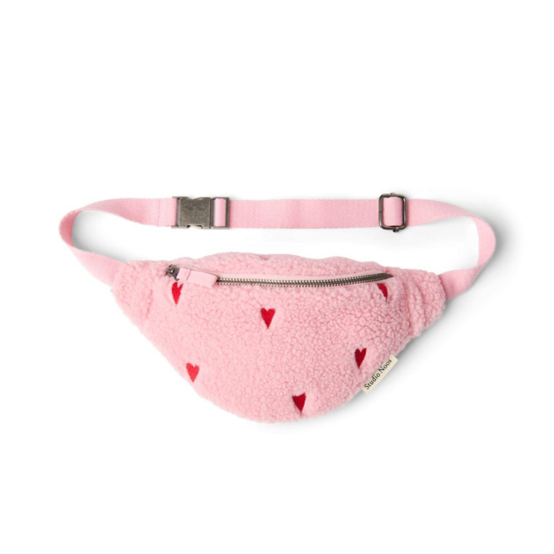 Studio Noos Teddy Hearts Mini FANNY pack - ledvinka | Light Pink Hearts