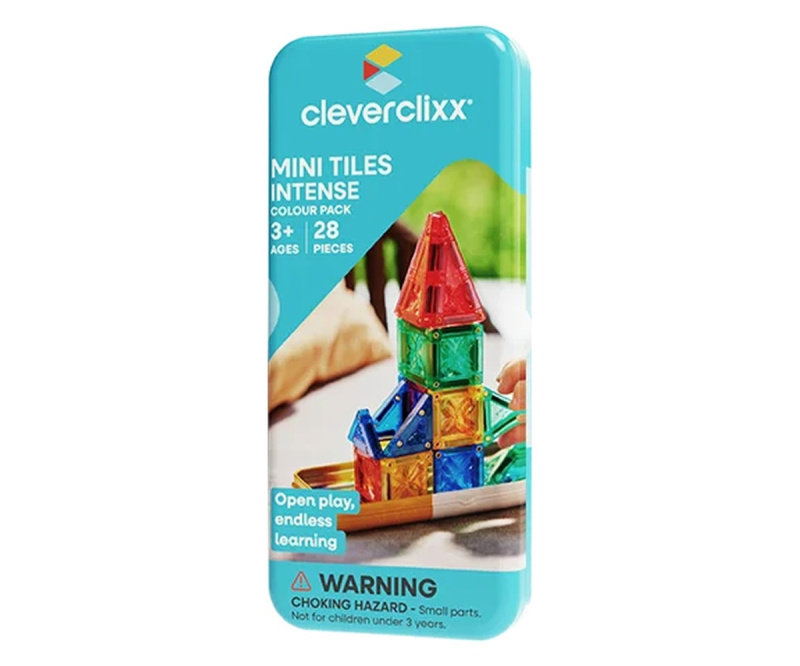 Cleverclixx – Magnetická stavebnice Mini Tiles Pack Intense – 28 ks