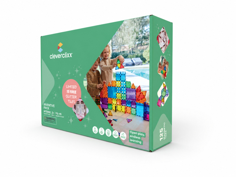 Cleverclixx – Magnetická stavebnice Inventive Pack Intense – 110 ks + 15 ks zdarma