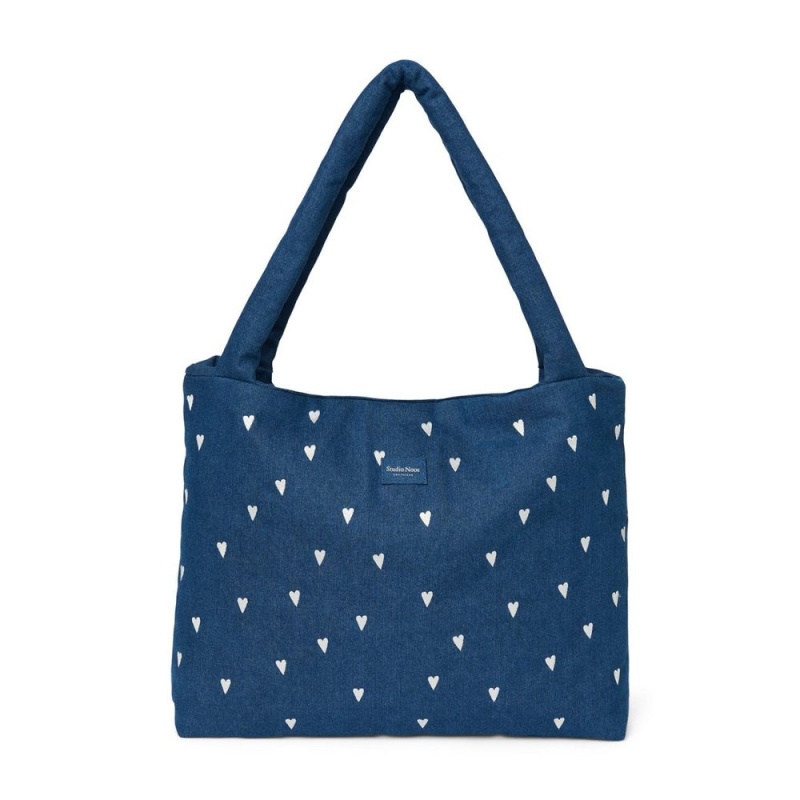 Studio Noos Denim MOM BAG | Dark Blue White Hearts