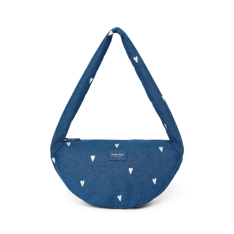 Studio Noos Denim Mini Cross Body bag | Hearts Dark Blue White Hearts