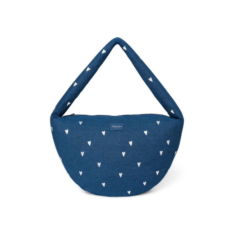 Studio Noos Denim Cross Body bag | Hearts Dark Blue White Hearts
