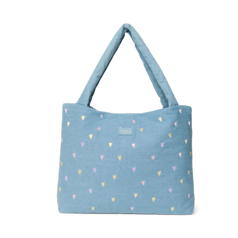 Studio Noos Denim MOM BAG | Hearts Light Blue Hearts