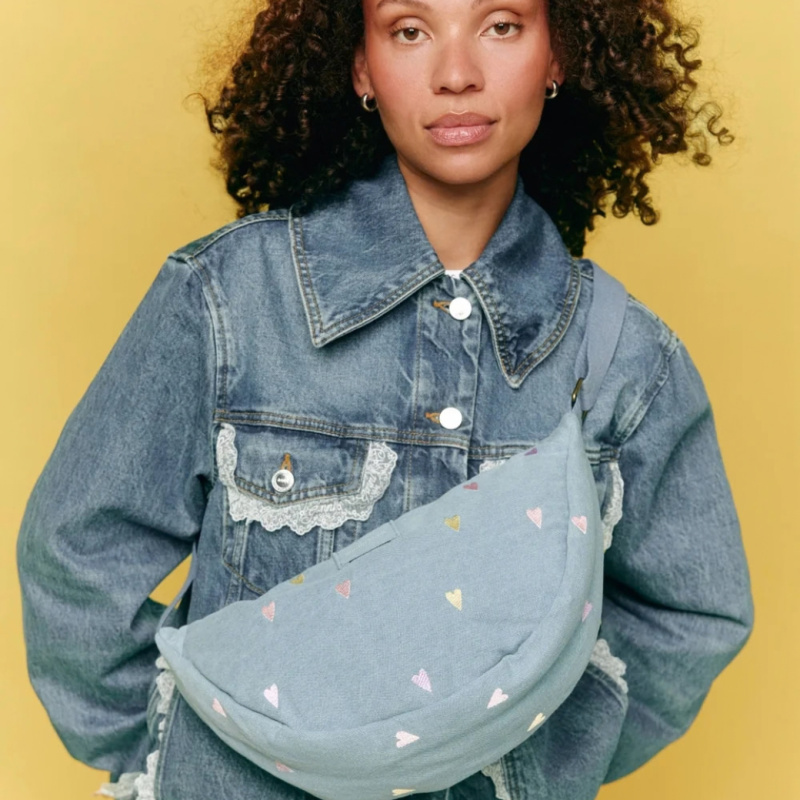 Studio Noos Denim Adult FANNY kabelka | Hearts Light Blue Hearts