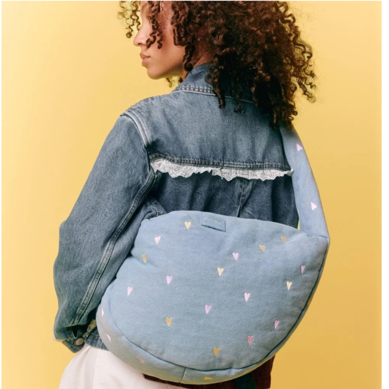 Studio Noos Denim Cross Body bag | Hearts Light Blue Hearts