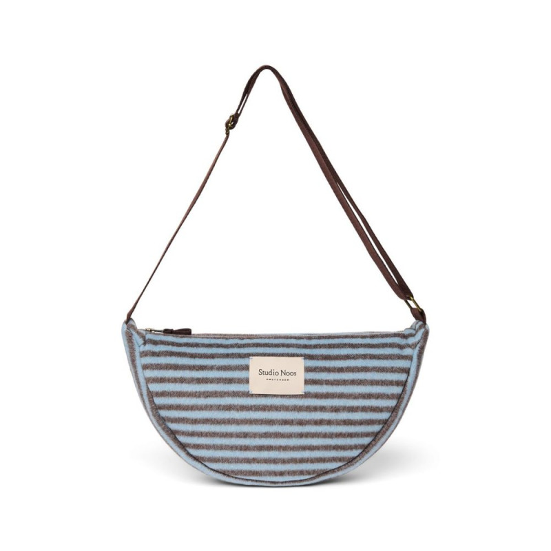 Studio Noos VLNĚNÁ FANNY PACK adult - kabelka Stripy Wool Light Blue Brown