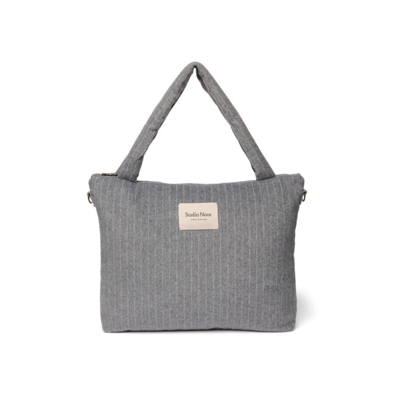 Studio Noos Flannel Chalkstripe DIAPER BAG Light Grey