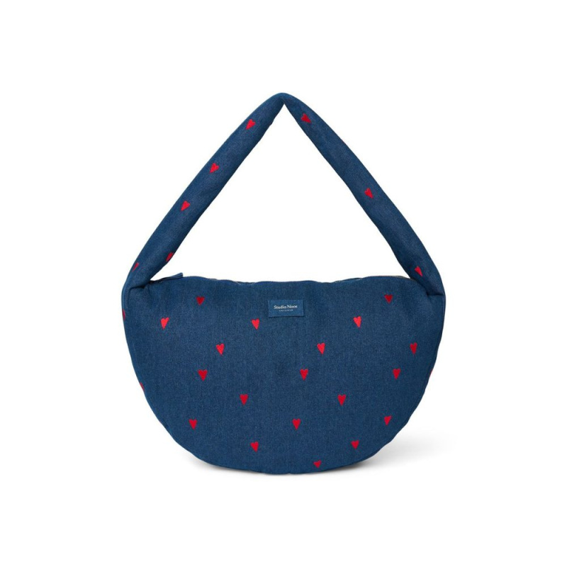 Studio Noos Denim Cross Body bag | Dark Blue Red Hearts