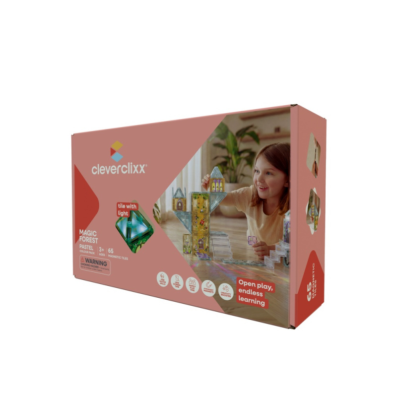 Cleverclixx magnetická stavebnice Magic Forest pastel (65 ks)