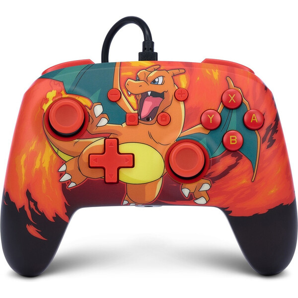 PowerA Enhanced drátový herní ovladač - Pokémon: Charizard Vortex (Switch) Oranžově červená