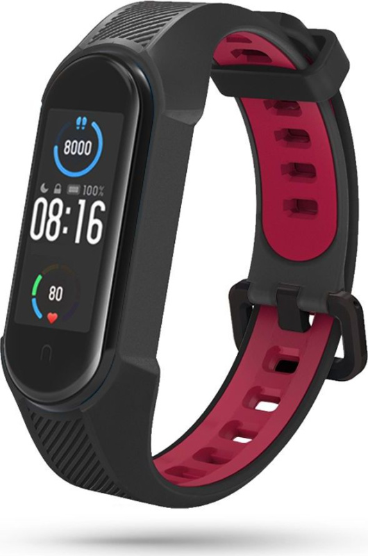 Tech-Protect Řemínek pro Xiaomi Mi Band 5 / 6 - Tech-Protect, Armour Black/Red