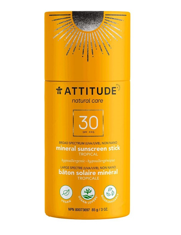 100% minerální ochranná tyčinka na celé tělo ATTITUDE (SPF 30) s vůní Tropical 85 g