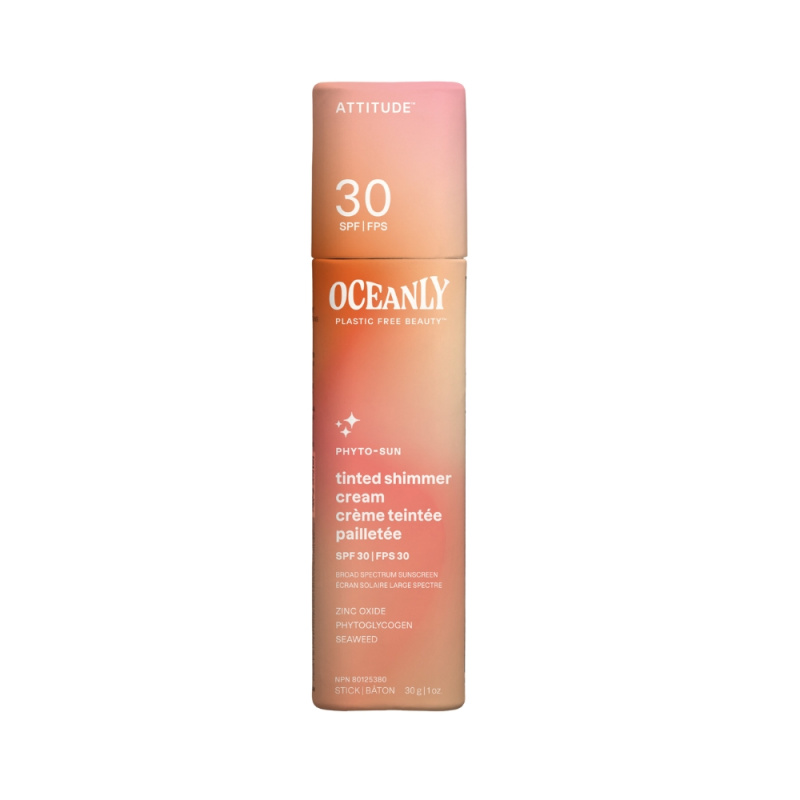 Attitude Oceanly Plastic Free Beauty tónující hydratační krém třpytivý SPF 30 30 g
