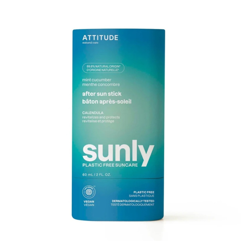Attitude Sunly Plastic Free Suncare zklidňující krém po opalování Mint, Cucumber 60 g