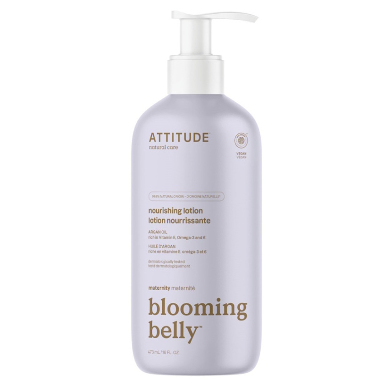 Přírodní vyživující tělové mléko  ATTITUDE Blooming Belly nejen pro těhotné s arganem 473 ml