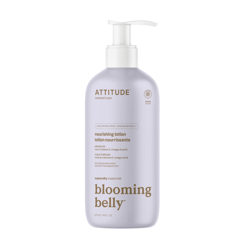 Přírodní vyživující tělové mléko  ATTITUDE Blooming Belly nejen pro těhotné s arganem 473 ml