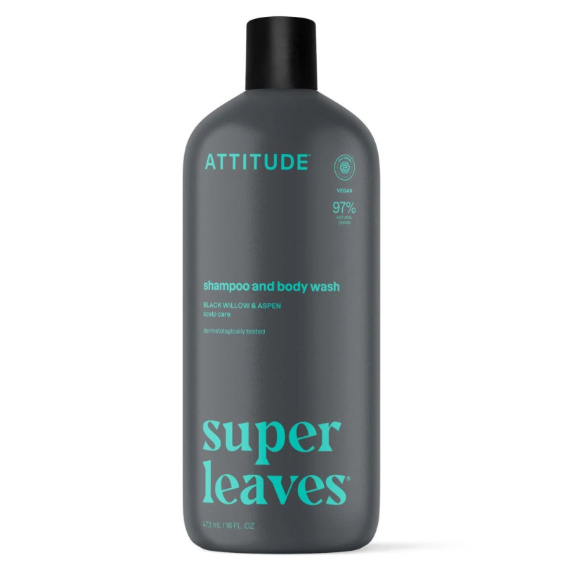 Přírodní pánský šampón & tělové mýdlo (2 v 1) ATTITUDE Super leaves - proti lupům 473 ml