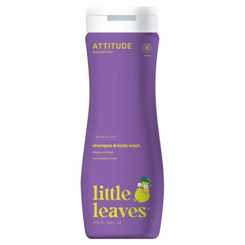 Dětské tělové mýdlo a šampon (2 v 1) ATTITUDE Little leaves s vůní vanilky a hrušky 473 ml