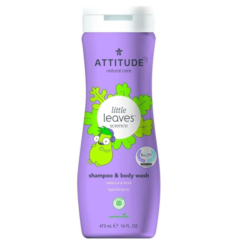 Dětské tělové mýdlo a šampon (2 v 1) ATTITUDE Little leaves s vůní vanilky a hrušky 473 ml