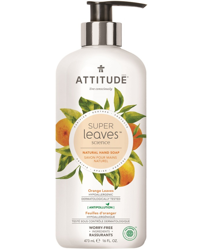 Přírodní mýdlo na ruce ATTITUDE Super leaves s detoxikačním účinkem - pomerančové listy 473 ml