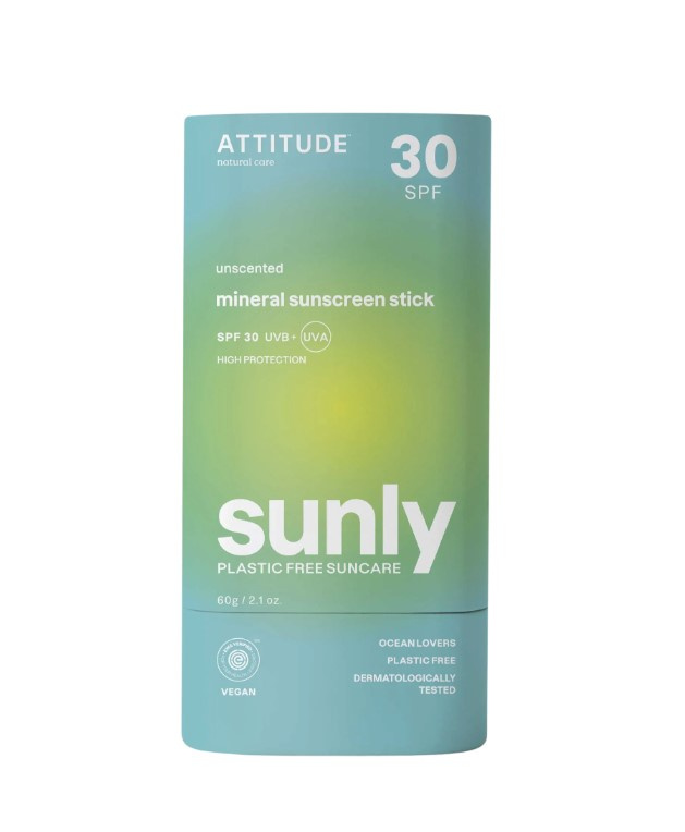 Attitude Sunly Unscented minerální krém na opalování v tyčince SPF 30 60 g