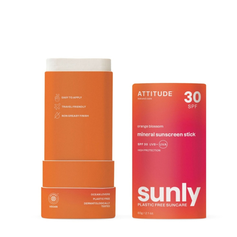 Attitude Sunly Orange Blossom minerální krém na opalování v tyčince SPF 30 60 g