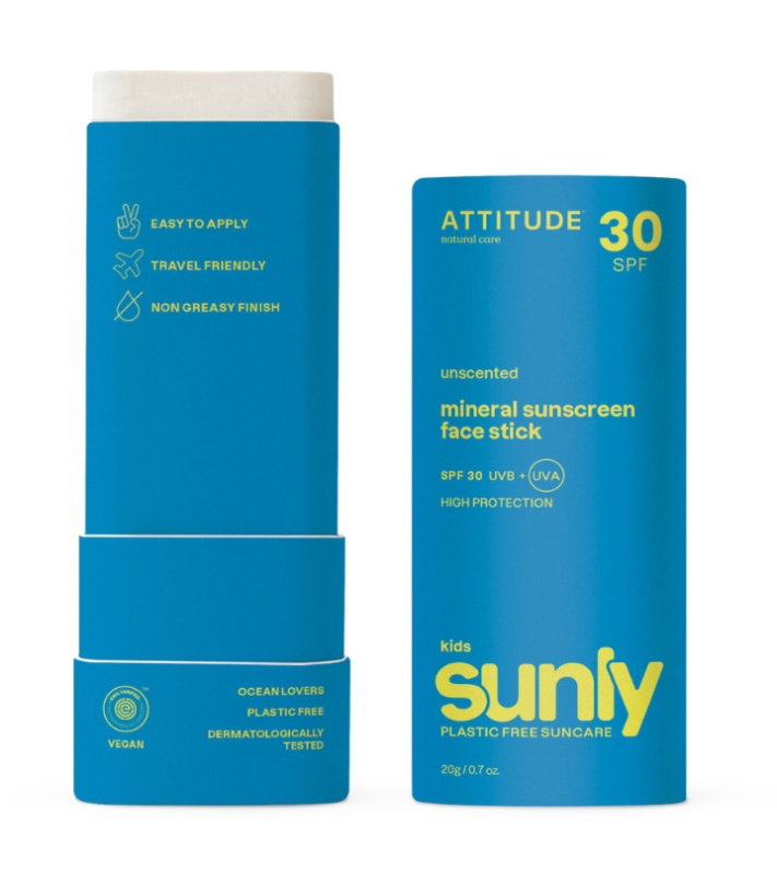 Attitude Sunly Kids Face stick minerální krém na opalování v tyčince pro děti SPF 30 20 g