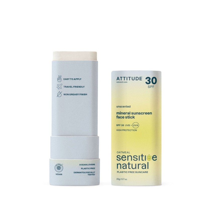 Attitude Sensitive Natural Face stick minerální krém na opalování v tyčince pro citlivou pleť 20 g
