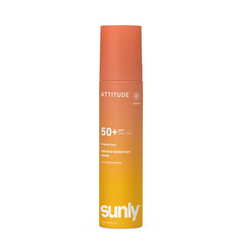 Attitude Sunly Tropical Coco minerální sprej na opalování SPF 50+ 75 ml