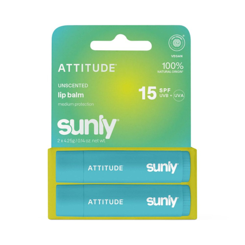 Attitude Sunly Lip Balm balzám na rty bez parfemace 2x4.25 g