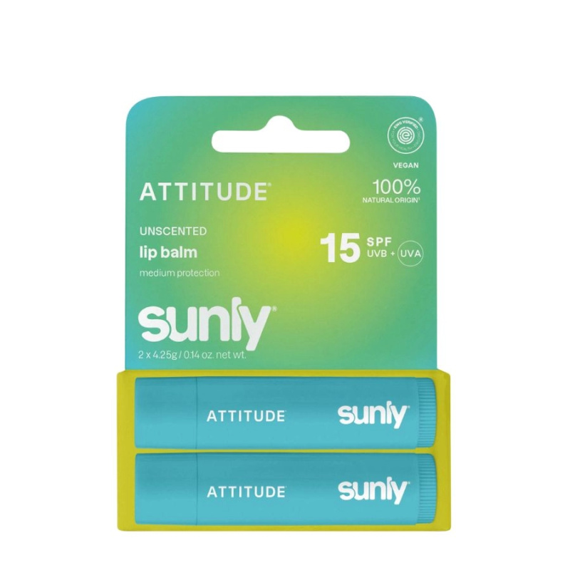 Attitude Sunly Lip Balm balzám na rty bez parfemace 2x4.25 g