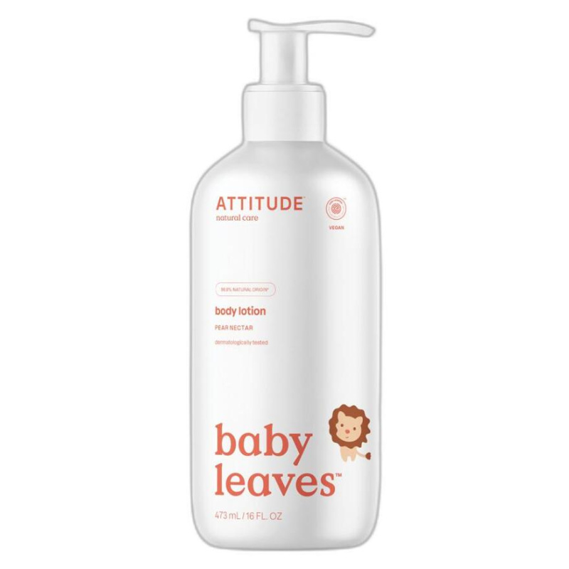 Baby leaves Dětské tělové mléko s vůní hruškové šťávyl Attitude 473ml