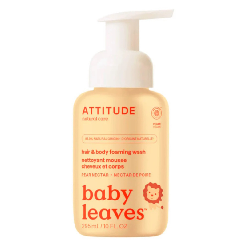 Dětská mycí pěna (2 v 1) ATTITUDE Baby leaves s vůní hruškové šťávy 295 ml