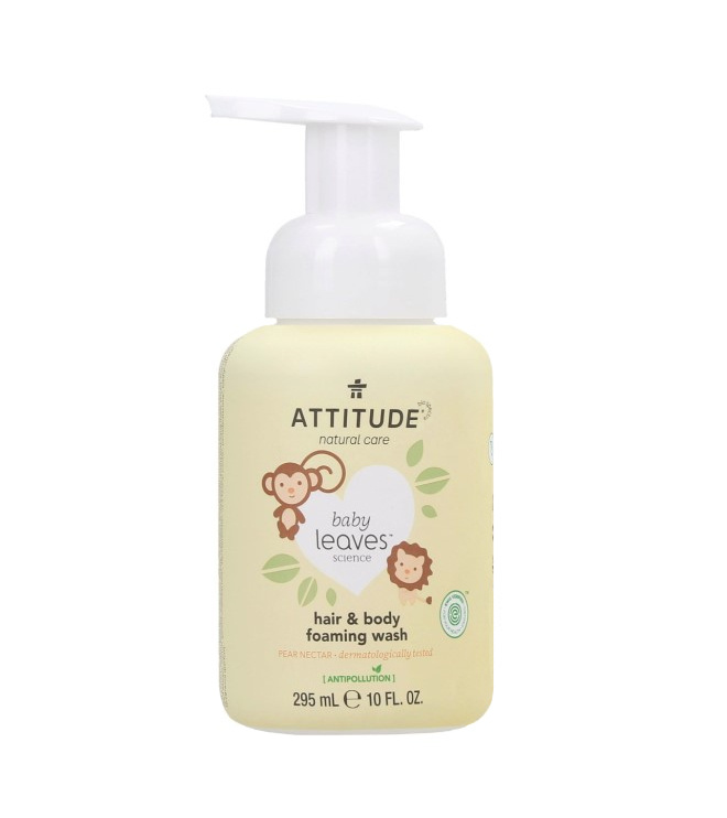 Dětská mycí pěna (2 v 1) ATTITUDE Baby leaves s vůní hruškové šťávy 295 ml